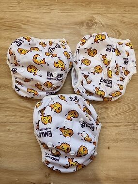 Swim Diaper Cover in White with Yellow Fish Print